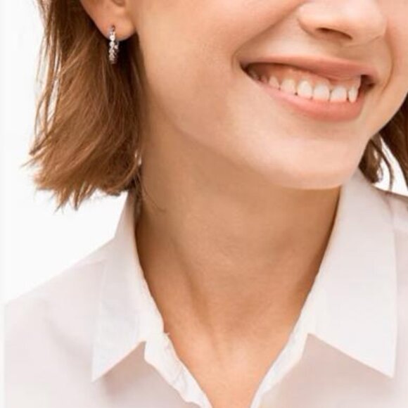 kate spade Silver Hoop Earrings Full Circle Huggies - Picture 3 of 6